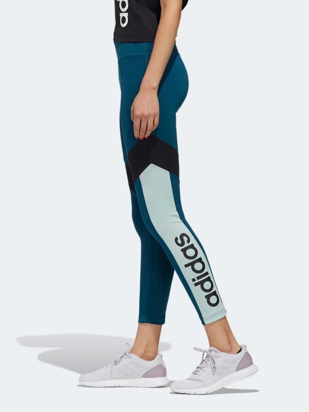 Adidas Designed 2 Move 7/8 Tights Size Small Colorblock Deep Teal Green Blue
